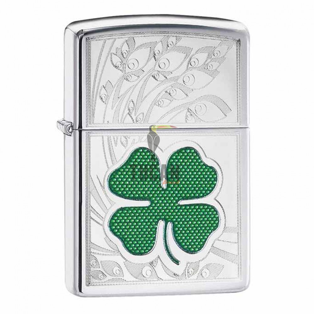 Zippo 24699 Clover High Polish Chrome Design