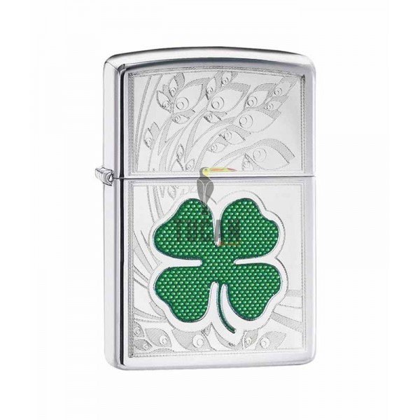 Zippo 24699 Clover High Polish Chrome Design