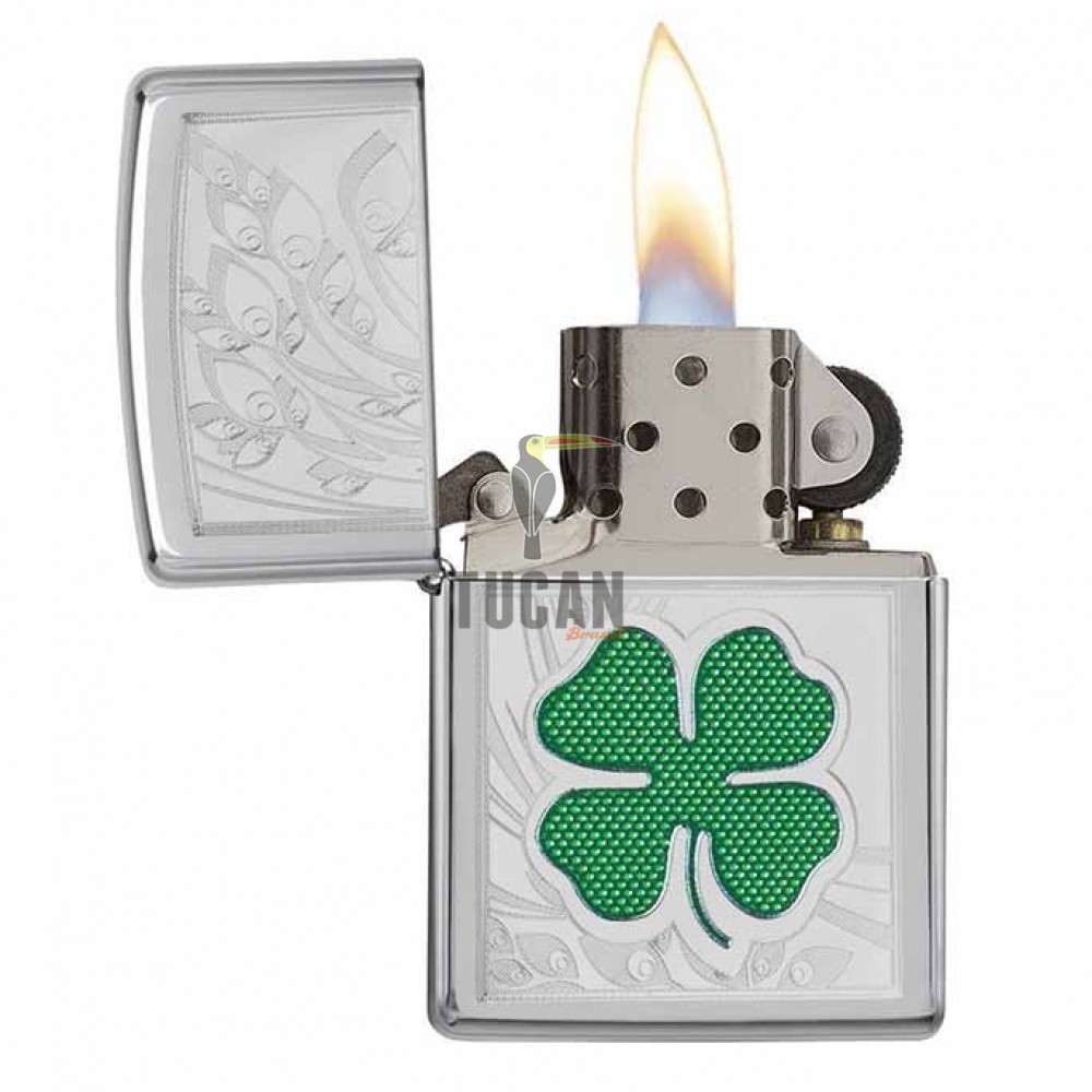 Zippo 24699 Clover High Polish Chrome Design