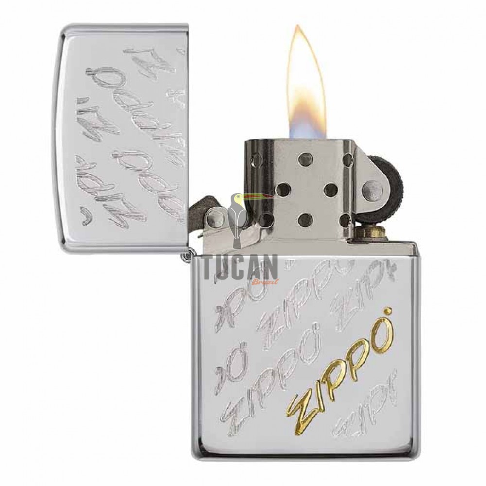 Zippo Script Brushed Chrome 28642
