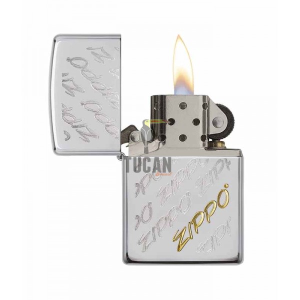 Zippo Script Brushed Chrome 28642