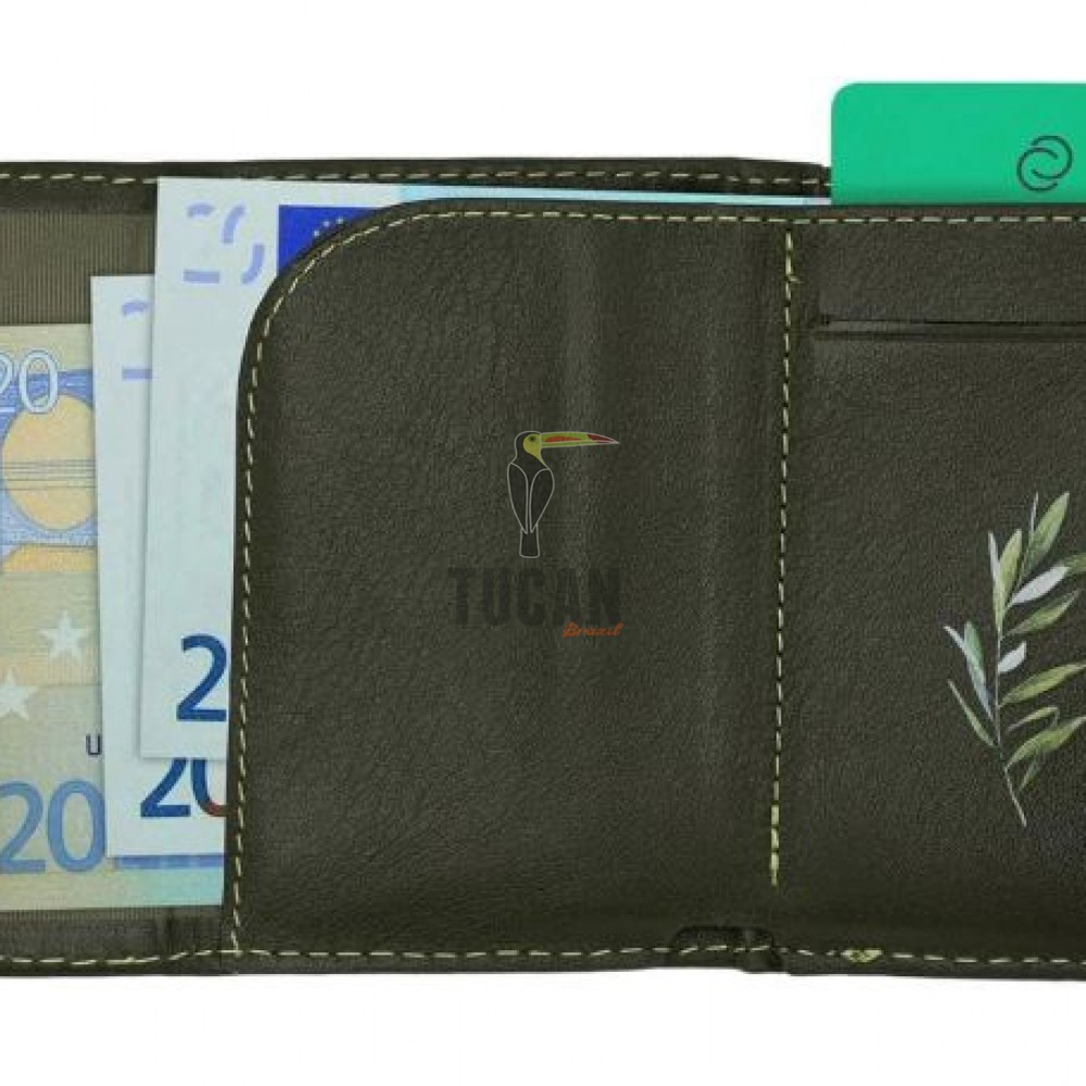 C SECURE Δερμάτινο πορτοφόλι - καρτοθήκη με προστασία RFID OLIVE GREEN WCH22166