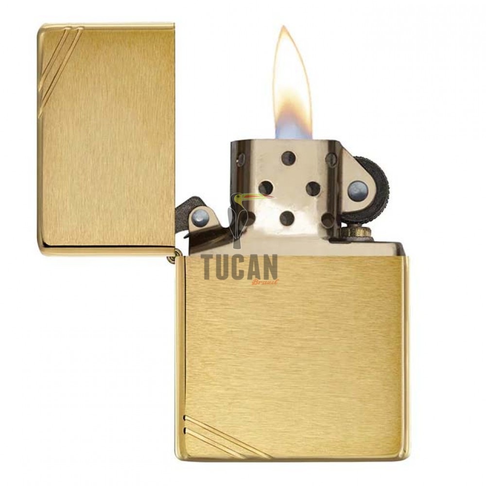 Zippo Brushed Brass Vintage with Slashes 240
