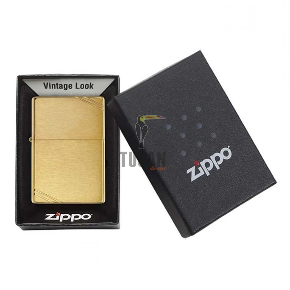 Zippo Brushed Brass Vintage with Slashes 240