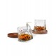 Rotating Whisky Glasses with Coaster – Περιστρεφόμενα ποτήρια ουίσκι με ξύλινα σουβέρ (2 τμχ) 94273
