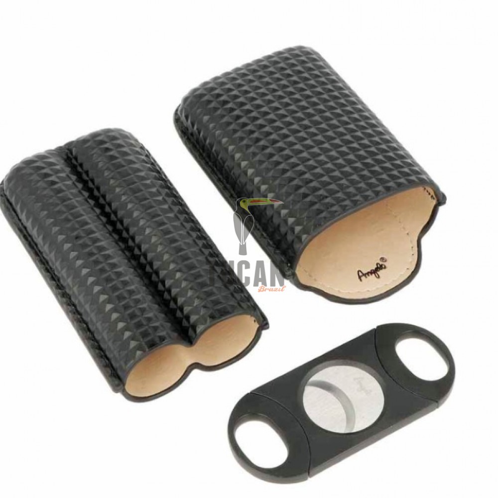 Θήκη 2 πούρων Winjet Diamond Black με κόφτη (Ring 66) 812021