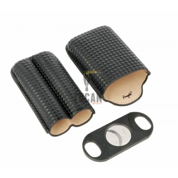 Θήκη 2 πούρων Winjet Diamond Black με κόφτη (Ring 66) 812021