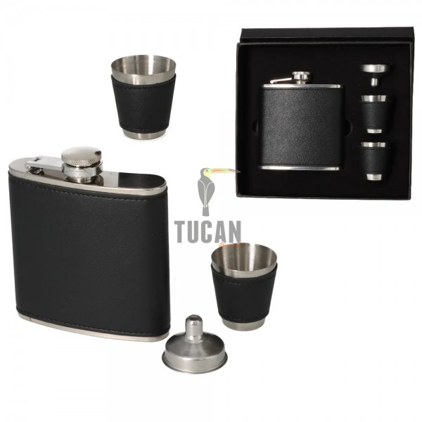 Φλασκί ποτού Angelo Σετ με δύο σφηνοπότηρα 210ml 490124