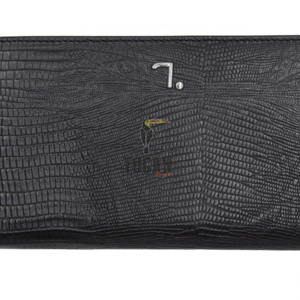 7.dots Γυναικείο Δερμάτινο Πορτοφόλι Μαύρο Lizard print Venus 75-017 