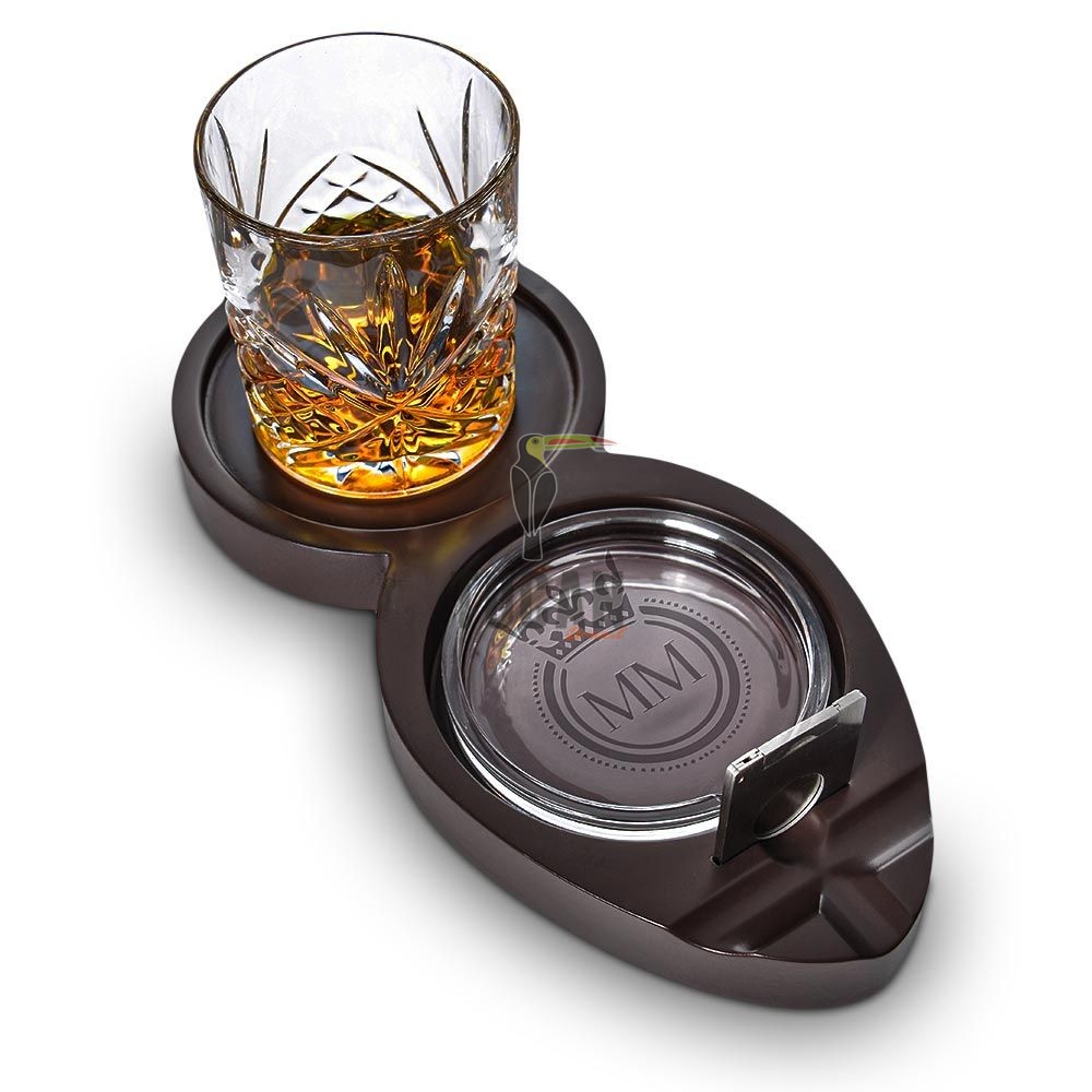 Whiskey & Cigar Tray – Ξύλινος Δίσκος για Ουίσκι & Πούρο MM05094