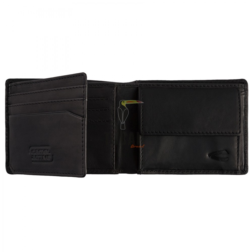 Camel Active Nepal Δερμάτινο Πορτοφόλι Πλάγιο Μικρό Μαύρο 280-701-60