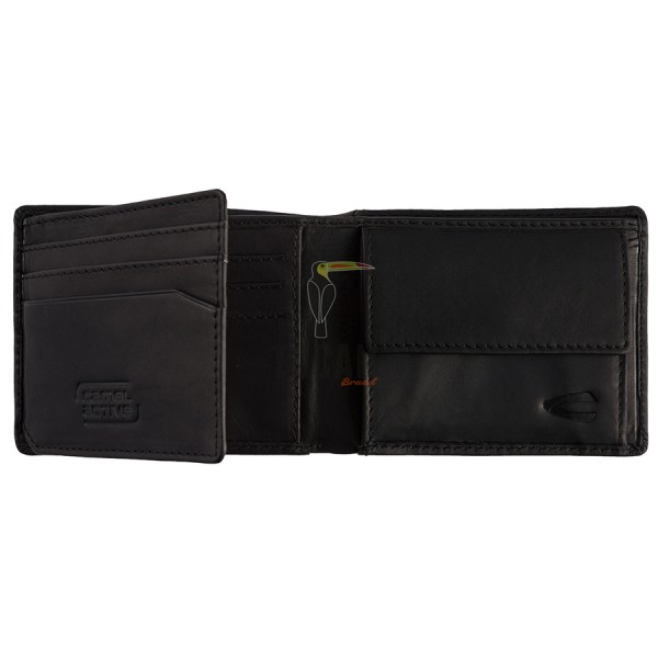Camel Active Nepal Δερμάτινο Πορτοφόλι Πλάγιο Μικρό Μαύρο 280-701-60