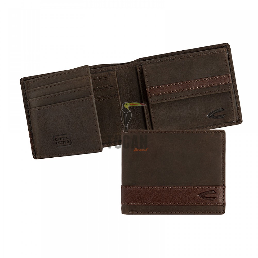 Camel Active Taipeh Δερμάτινο Πορτοφόλι Πλάγιο Μικρό Καφέ 274-703-29