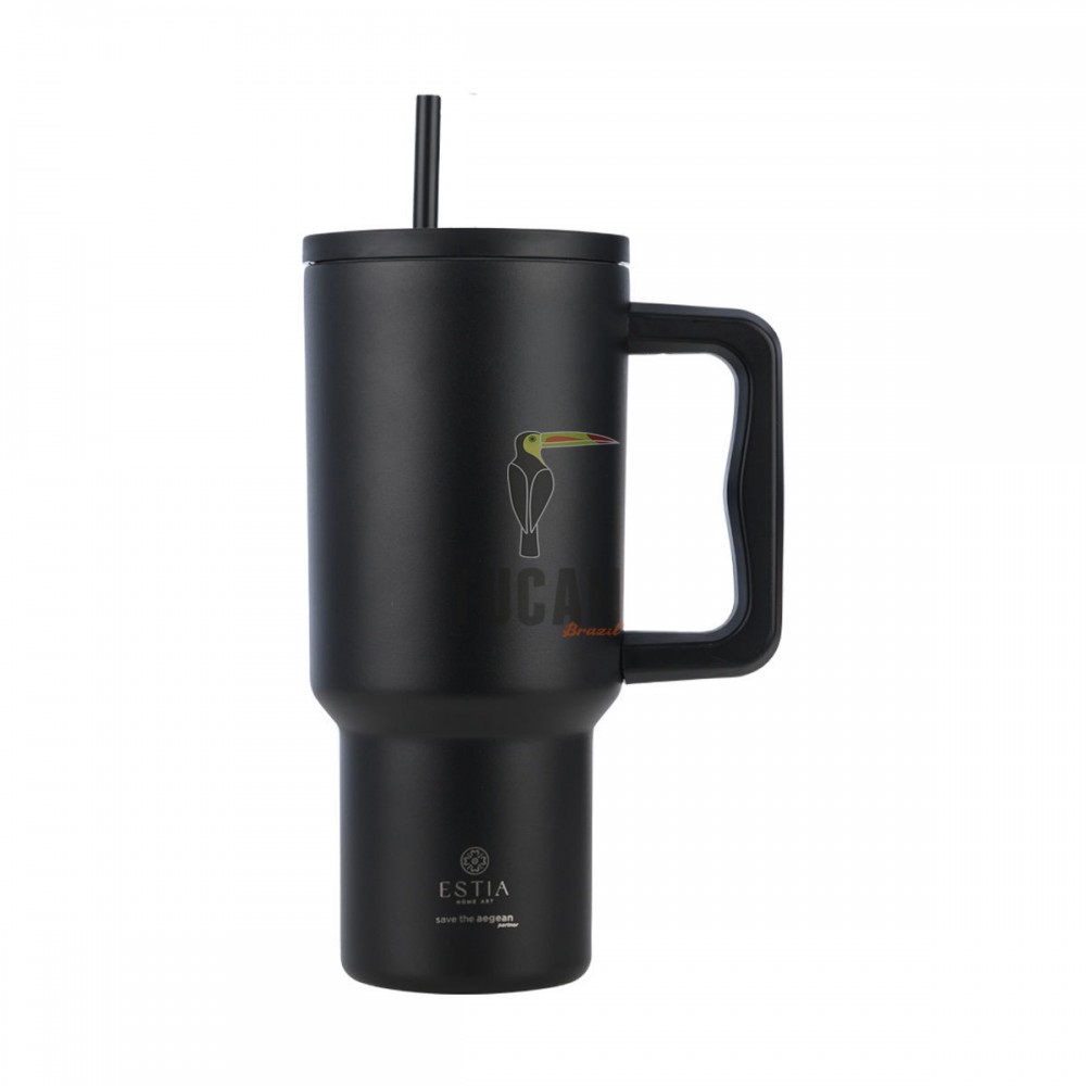 Θερμός ESTIA Straw Tumbler XL 900ml Midnight Black 01-32111