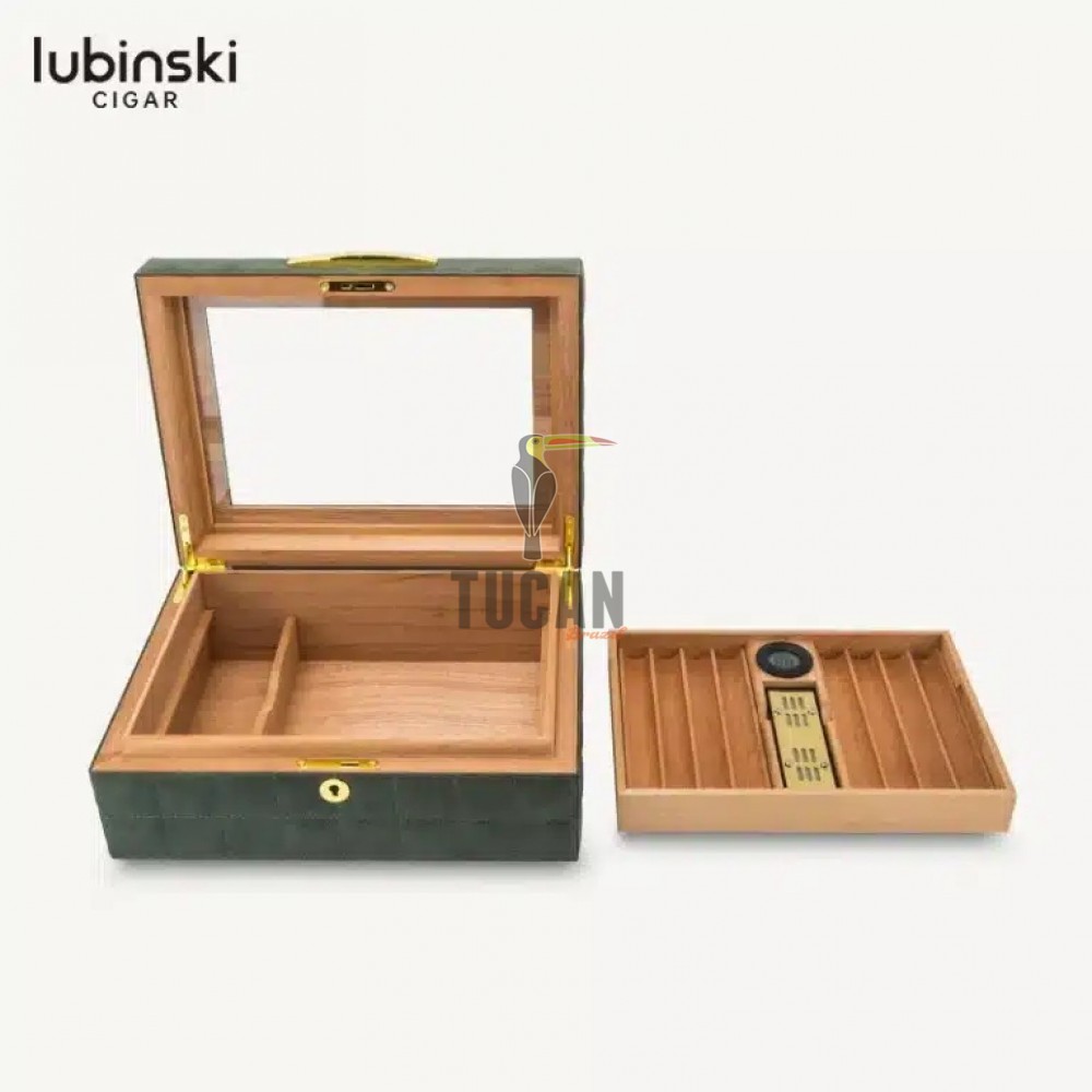 Lubinski Πράσινος Δερμάτινος Υγραντήρας 50 Πούρων 60011/GR