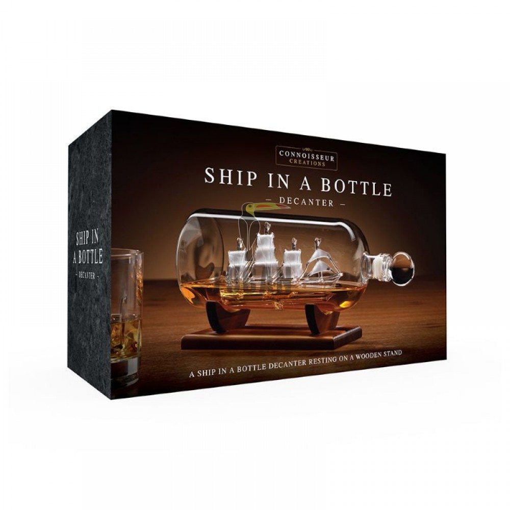 "Ship in a Bottle Decanter Set" – Καράφα Πλοίο σε Μπουκάλι με Ξύλινη Βάση 82933