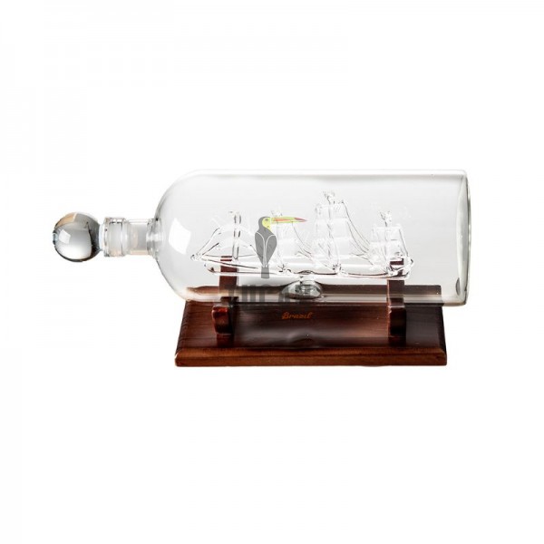 "Ship in a Bottle Decanter Set" – Καράφα Πλοίο σε Μπουκάλι με Ξύλινη Βάση 82933