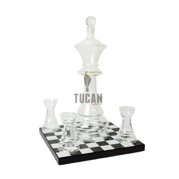"Chess Decanter Set" — Σετ καράφας και ποτηριών με ξύλινη βάση Σκακιέρα 127001