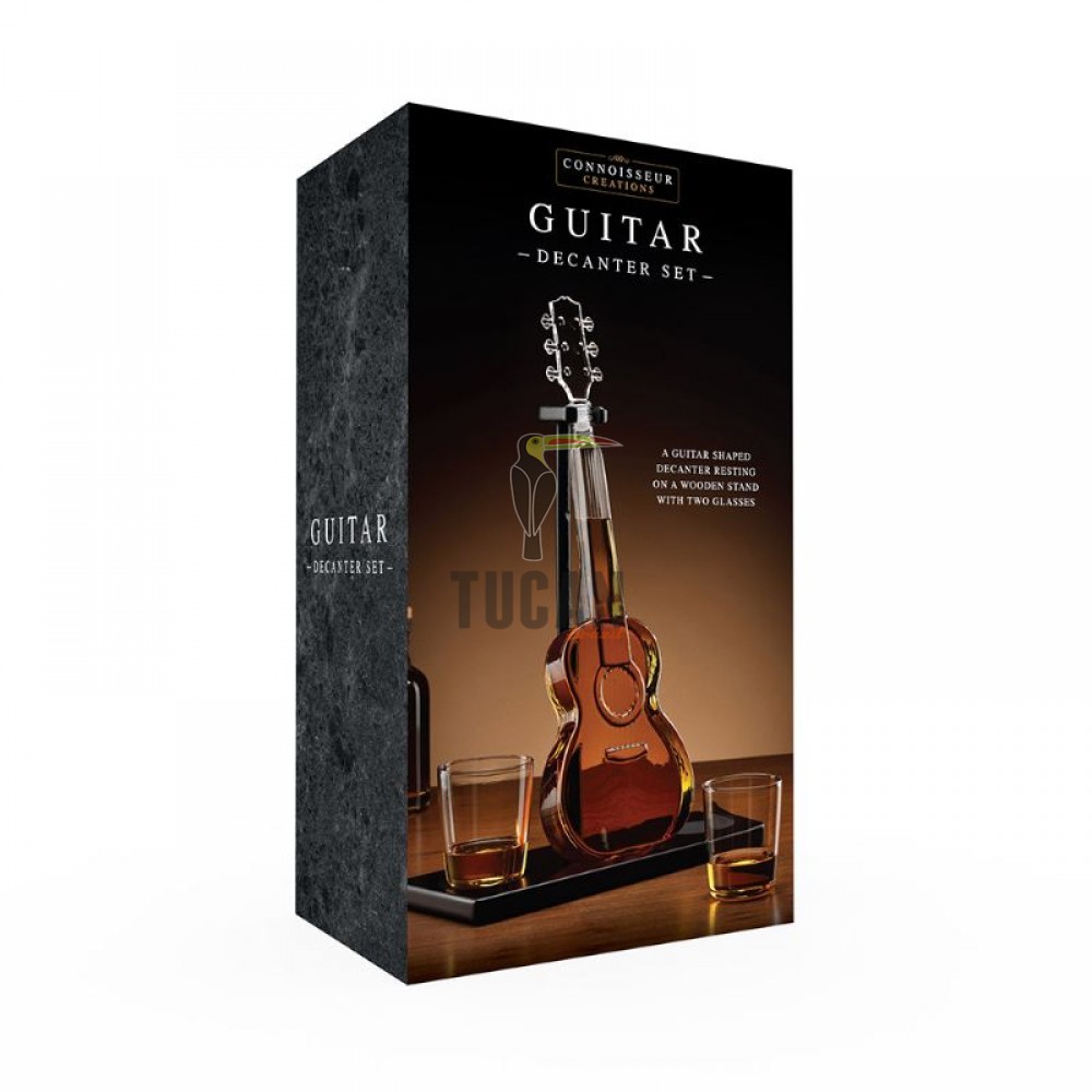 Guitar Decanter Set Καράφα & Ποτήρια “Κιθάρα” Σετ σε ξύλινη βάση 126981