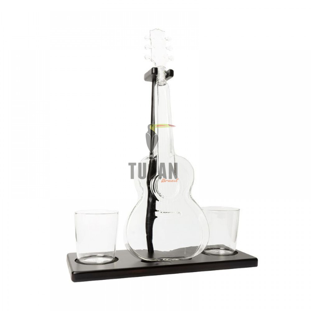 Guitar Decanter Set Καράφα & Ποτήρια “Κιθάρα” Σετ σε ξύλινη βάση 126981