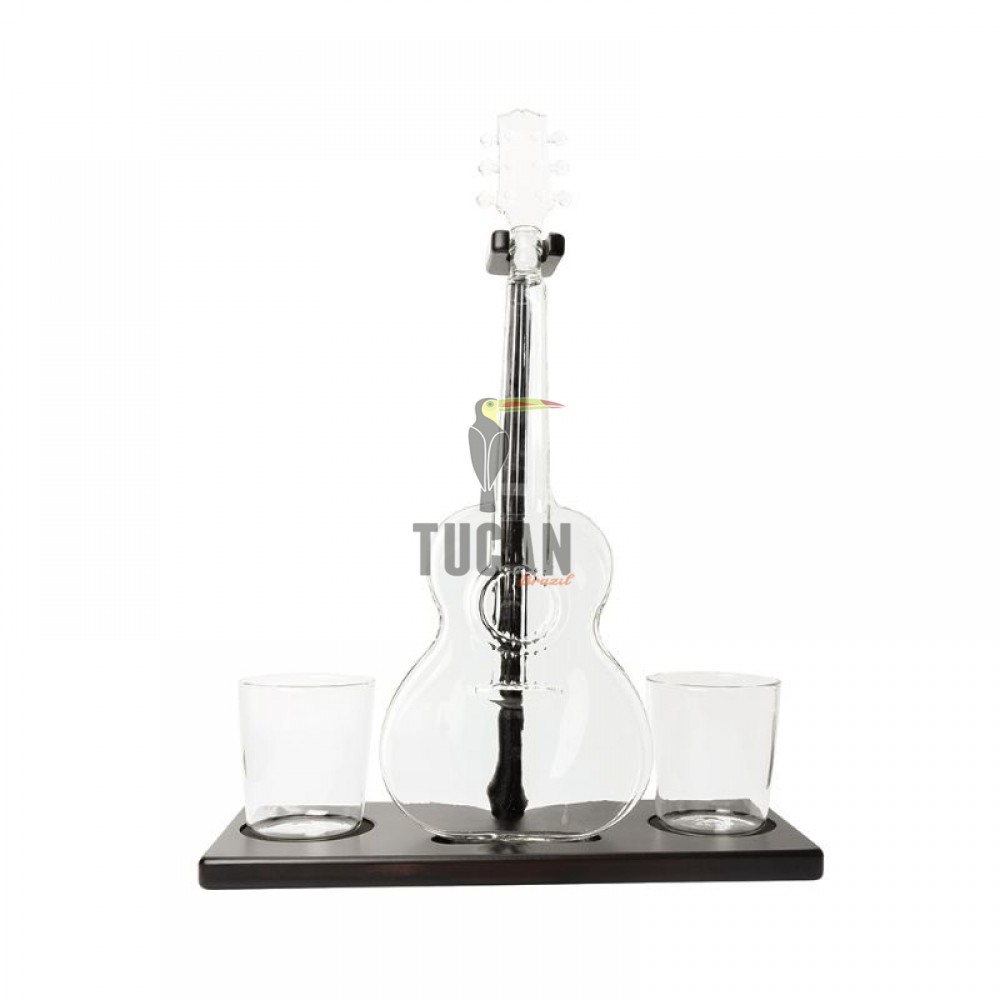 Guitar Decanter Set Καράφα & Ποτήρια “Κιθάρα” Σετ σε ξύλινη βάση 126981