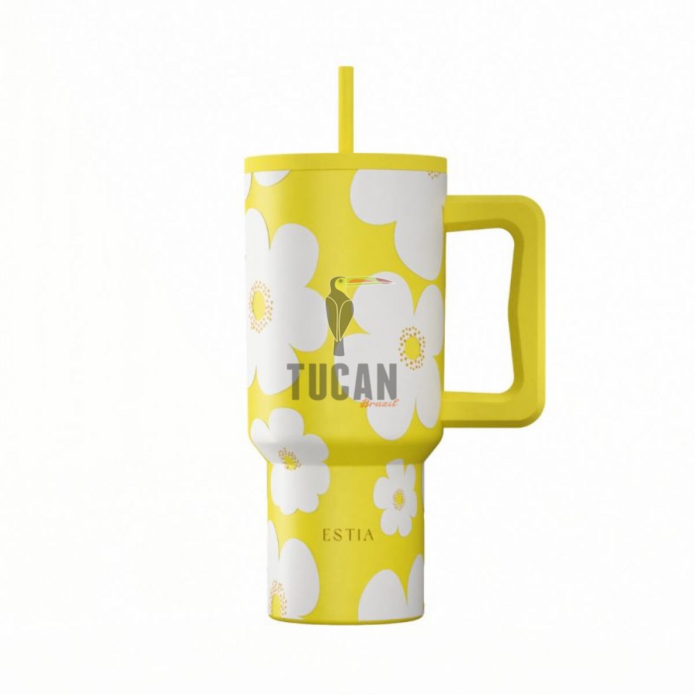 Θερμός ESTIA Straw Tumbler XL 900m Yellow Daisy  01-41625