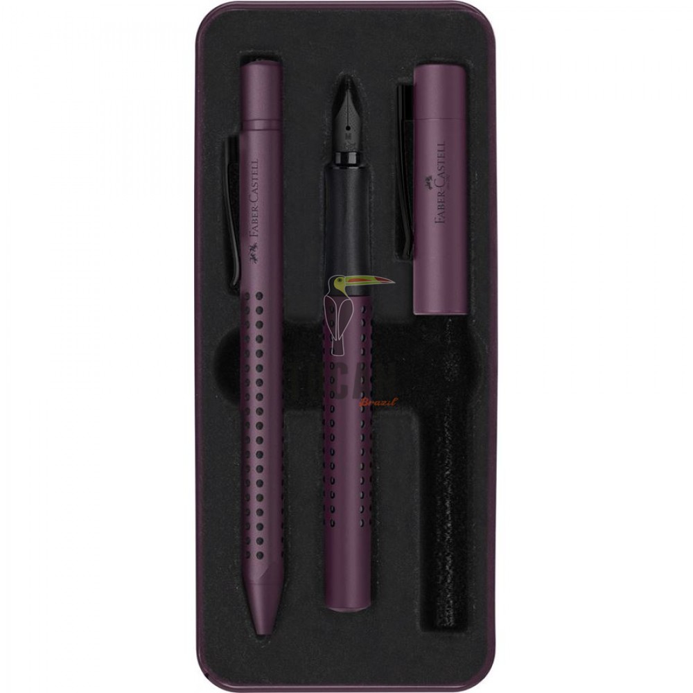 ΣΕΤ ΔΩΡΟΥ FABER CASTELL ΠΕΝΑ Μ & ΣΤΥΛΟ ΣΕ ΜΕΤΑΛΛΙΚΟ ΚΟΥΤΙ GRIP ΜΠΟΡΝΤΩ 201530