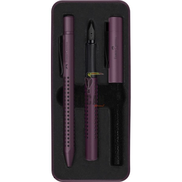 ΣΕΤ ΔΩΡΟΥ FABER CASTELL ΠΕΝΑ Μ & ΣΤΥΛΟ ΣΕ ΜΕΤΑΛΛΙΚΟ ΚΟΥΤΙ GRIP ΜΠΟΡΝΤΩ 201530