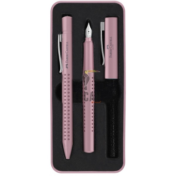 ΣΕΤ ΔΩΡΟΥ FABER CASTELL ΠΕΝΑ Μ & ΣΤΥΛΟ ΣΕ ΜΕΤΑΛΛΙΚΟ ΚΟΥΤΙ GRIP PALE ROSE 201539