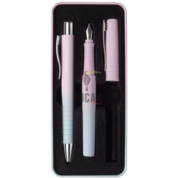 Σετ πένα και στυλό Faber-Castell Poly Ball σε μεταλλικό κουτί Blushing Sky 241054