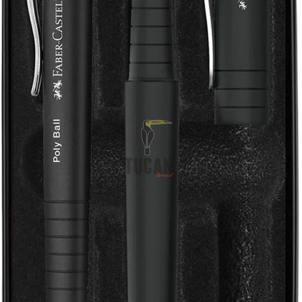 Σετ πένα και στυλό Faber-Castell Poly Ball σε μεταλλικό κουτί Μαύρο 241050