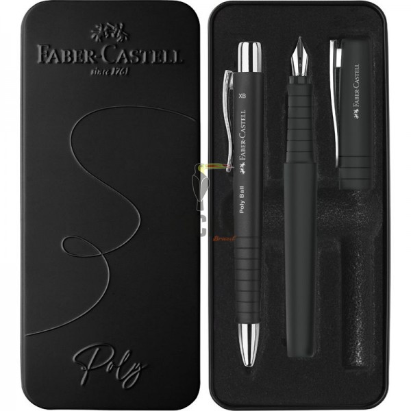 Σετ πένα και στυλό Faber-Castell Poly Ball σε μεταλλικό κουτί Μαύρο 241050
