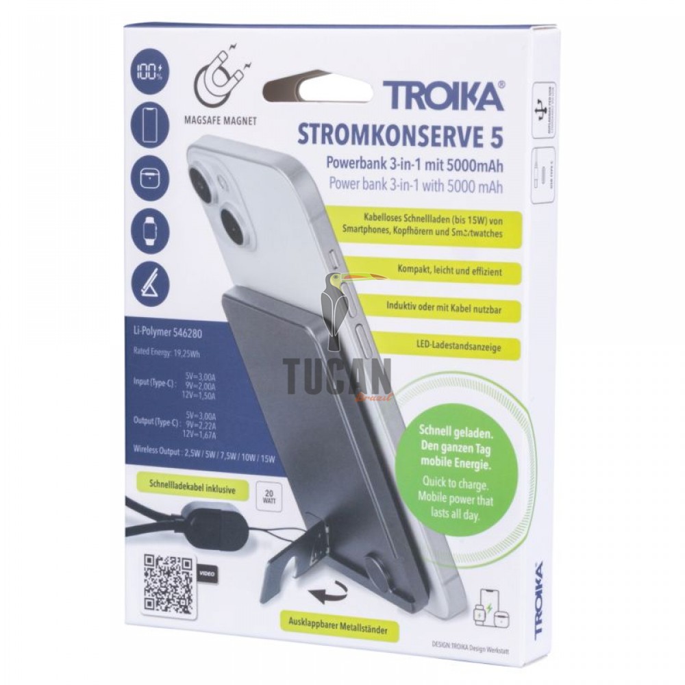 TROIKA POWER BANK 3 in 1 "STROMKONSERVE 5" POP50/TI