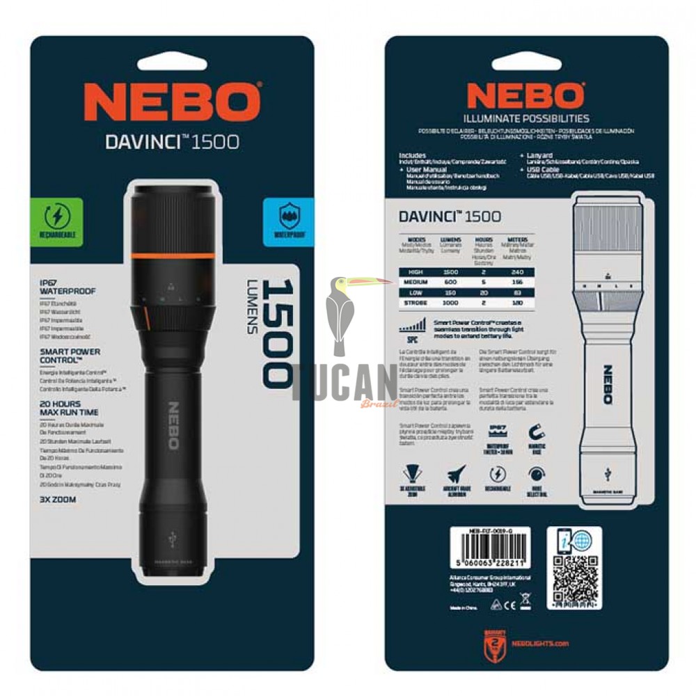Φακός NEBO LED Davinci 1500 Lm NEB-FLT-0019-G