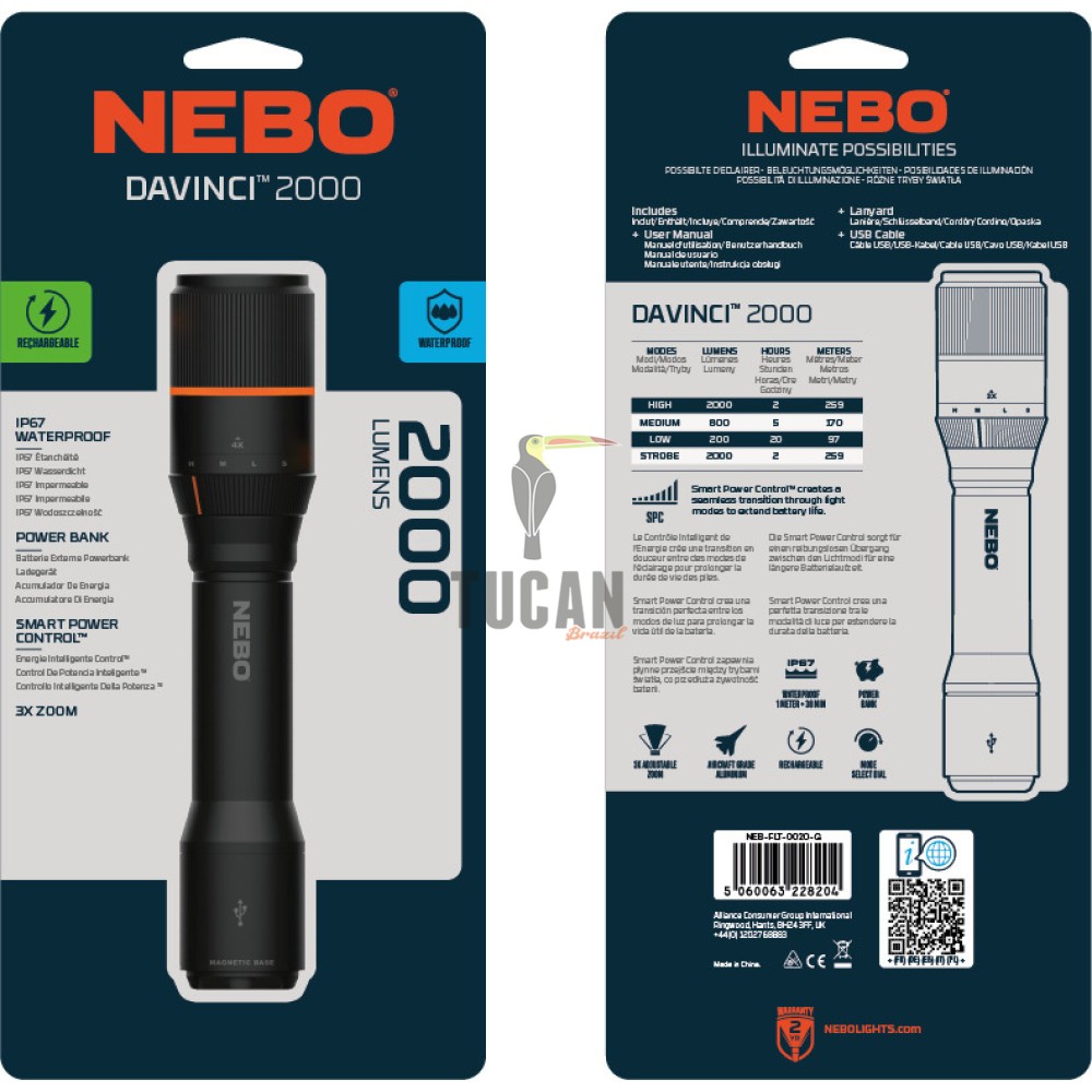 NEBO Davinci 2000 Lumens επαναφορτιζόμενος φακός NEB-FLT-0020-G