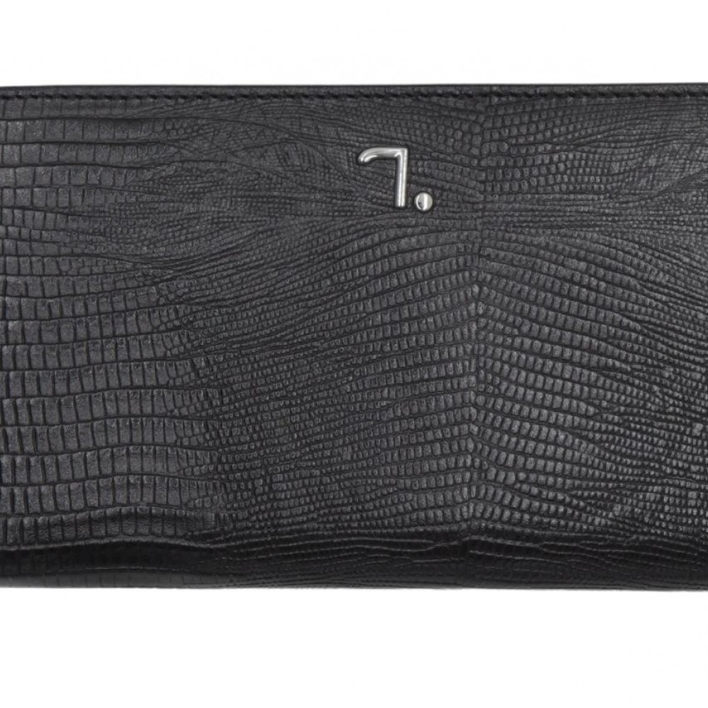 7.dots Γυναικείο Δερμάτινο Πορτοφόλι Μαύρο Lizard print Venus 75-017 