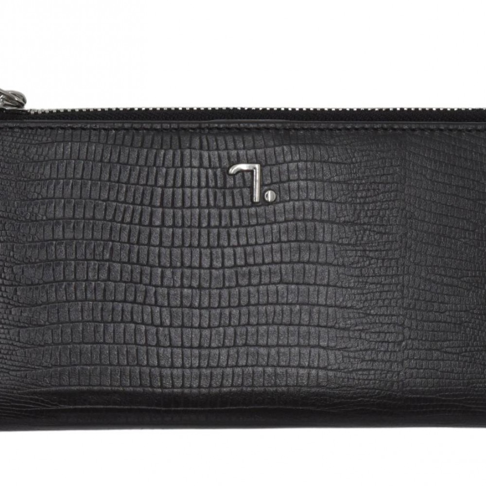 7.dots Γυναικείο Δερμάτινο Πορτοφόλι Μαύρο Lizard print Venus 75-020 