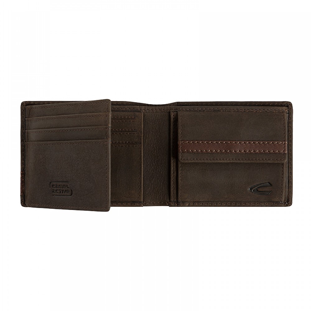 Camel Active Taipeh Δερμάτινο Πορτοφόλι Πλάγιο Μικρό Καφέ 274-703-29