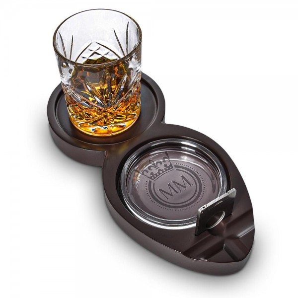 Whiskey & Cigar Tray – Ξύλινος Δίσκος για Ουίσκι & Πούρο MM05094