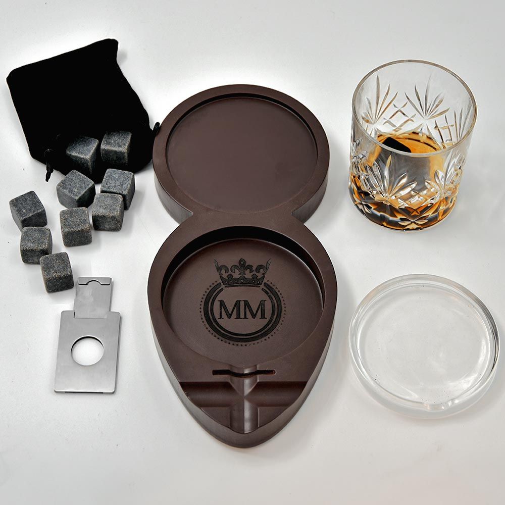 Whiskey & Cigar Tray – Ξύλινος Δίσκος για Ουίσκι & Πούρο MM05094