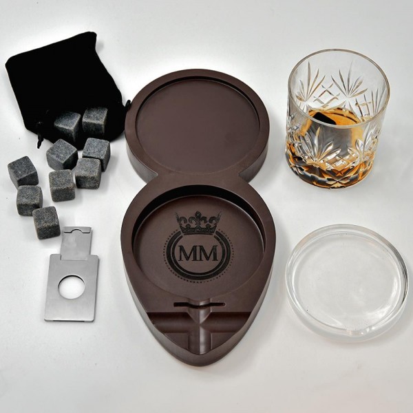 Whiskey & Cigar Tray – Ξύλινος Δίσκος για Ουίσκι & Πούρο MM05094
