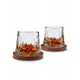 Rotating Whisky Glasses with Coaster – Περιστρεφόμενα ποτήρια ουίσκι με ξύλινα σουβέρ (2 τμχ) 94273